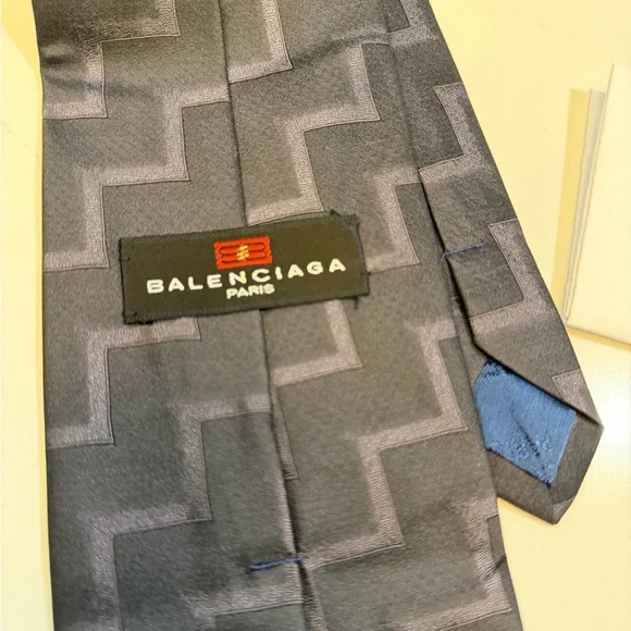 Balenciaga Black Zigzag Pattern Tie